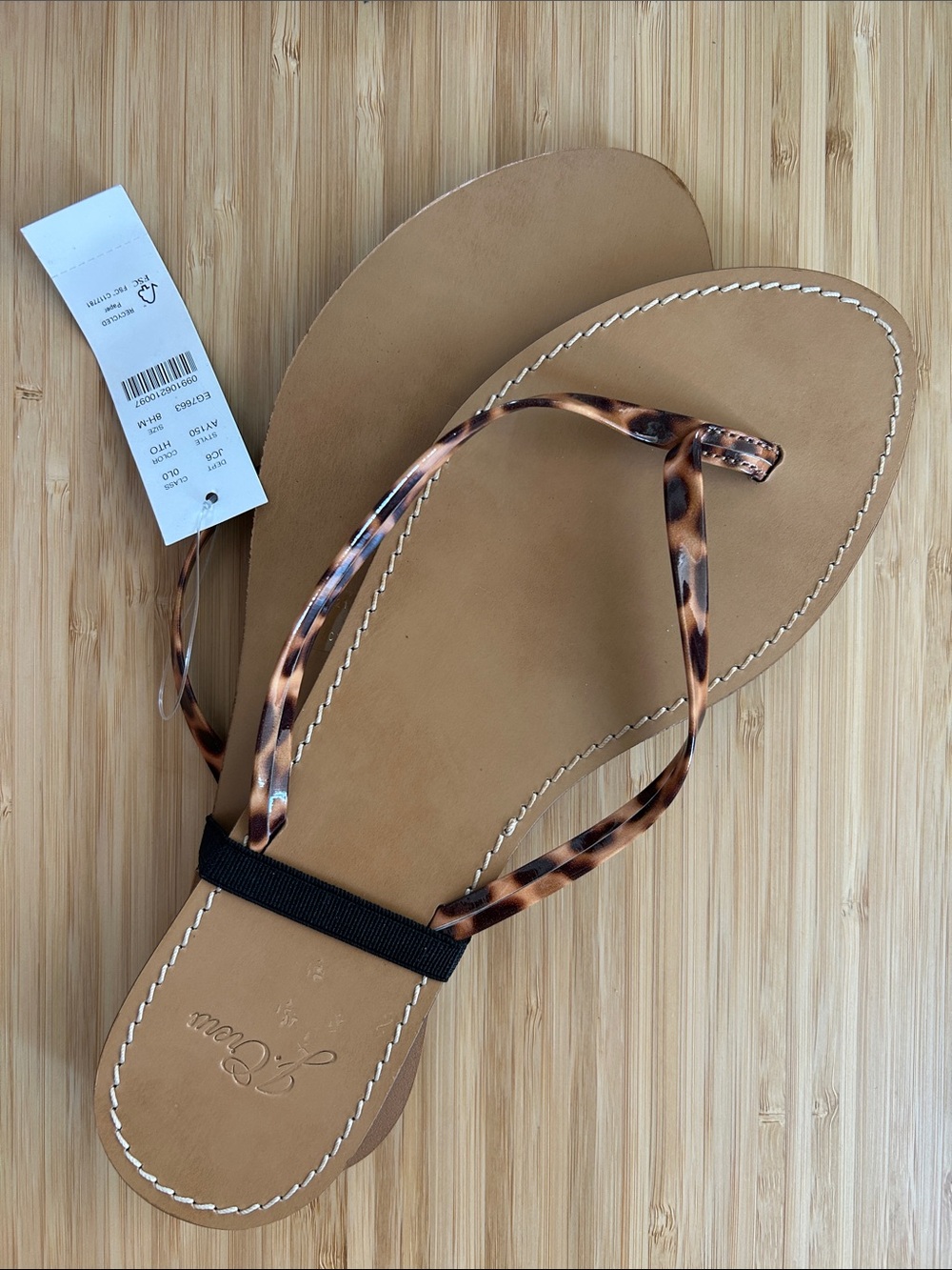 J Crew Made in Italy Patent Tortoiseshell Strap Women’s Flip-Flops - 8.5 NWT